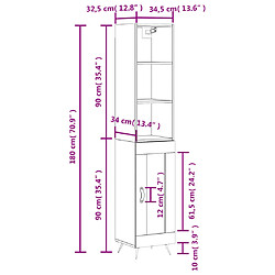 vidaXL Buffet haut Noir 34,5x34x180 cm Bois d'ingénierie pas cher