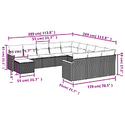 Avis Maison Chic Salon de jardin avec coussins 12 pcs | Ensemble de Table et chaises | Mobilier d'Extérieur gris résine tressée -GKD51665