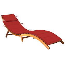 vidaXL Chaise longue de jardin avec coussin Bois d'acacia solide 