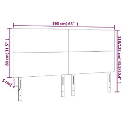 vidaXL Tête de lit à LED Noir 160x5x118/128 cm Tissu pas cher