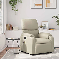 vidaXL Fauteuil inclinable de massage Crème Similicuir