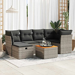 vidaXL Salon de jardin avec coussins 7 pcs gris résine tressée