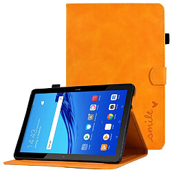 Etui en PU avec support, porte-cartes et porte-stylo pour votre Huawei MediaPad T5 10.1 - orange