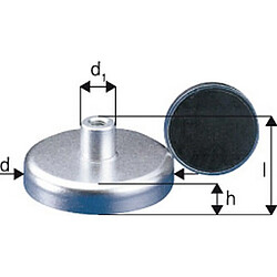 BELOH Aimant plat avec manchon taraudé, Ø d : 13 mm, Hauteur totale l 11,5 mm, Hauteur d'aimant h 4,5 mm, Ø de la douille d1 : 6 mm, Filetage : M3