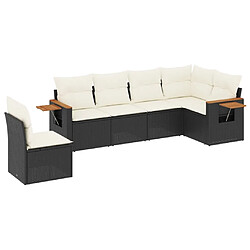 Maison Chic Ensemble Tables et chaises d'extérieur 6pcs avec coussins,Salon de jardin noir résine tressée -GKD695327