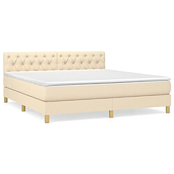 vidaXL Sommier à lattes de lit avec matelas Crème 160x200 cm Tissu