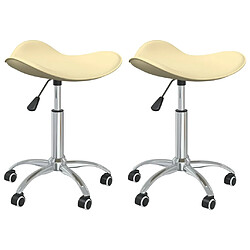 vidaXL Chaises pivotantes à manger lot de 2 crème similicuir