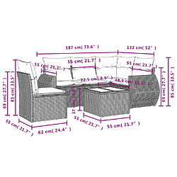 Avis vidaXL Salon de jardin 6 pcs avec coussins gris clair résine tressée