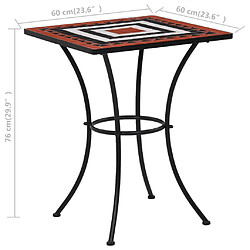 vidaXL Table de bistro mosaïque Terre cuite et blanc 60 cm Céramique pas cher