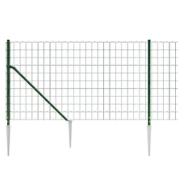 Avis vidaXL Clôture en treillis métallique et piquet d'ancrage vert 1,1x25m