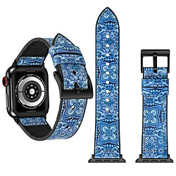 Wewoo Motif fleur Bracelet en acier inoxydable pour Apple Watch série 4 44 mm bleu