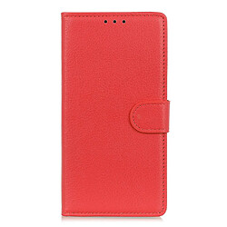 Etui en PU texture litchi rouge pour votre Samsung Galaxy S22 Ultra