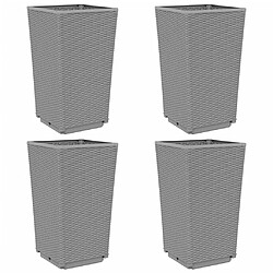 vidaXL Jardinières 4 pcs gris clair 32,5x32,5x57 cm polypropylène