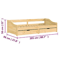 vidaXL Lit de jour avec 2 tiroirs IRUN 90x200 cm bois de pin massif pas cher