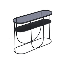 Vente-Unique Console avec 1 étagère en métal et verre fumé - Noir et Transparent - PRETORIA pas cher