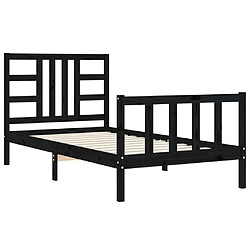 Maison Chic Lit adulte - Cadre Structure de lit avec tête de lit Contemporain noir 90x200 cm bois massif -MN85887 pas cher