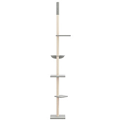 Helloshop26 Arbre à chat meuble tour grimper jouet grattage grattoir escalade plateforme du sol au plafond clair 263,5-289,5 cm gris 02_0022756