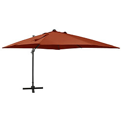 Helloshop26 Parasol meuble de jardin déporté avec mât et lumières led 300 cm terre cuite 02_0008540