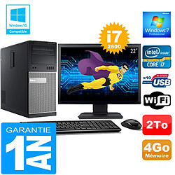 PC Tour DELL 7010 Core I7-2600 Ram 4Go Disque 2 To Wifi W7 Ecran 22" - Occasion