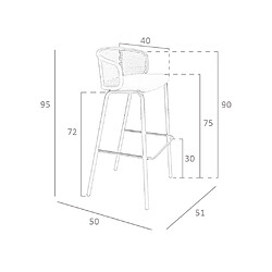 Angel Cerda Tabouret en velours brun et rotin pas cher