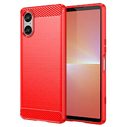 Htdmobiles Coque pour Sony Xperia 5 V - housse etui silicone gel carbone + film ecran - ROUGE