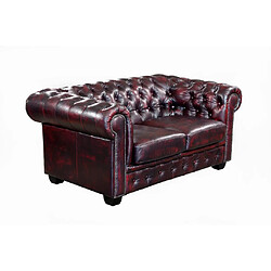 Vente-Unique Canapés chesterfield 3 places 2 places et un fauteuil BRENTON 100% cuir de buffle - Bordeaux pas cher