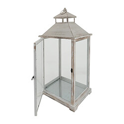 Mobili Rebecca Lot De 2 Lanternes Décoratives Verre Pvc Bois Clair 72x32x27 pas cher