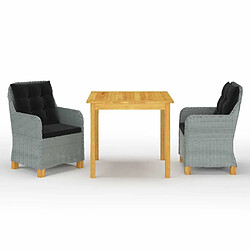 Maison Chic Ensemble de salle à manger de jardin 3 pcs,Table et chaises d'extérieur Gris clair -GKD312519