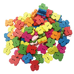 100 pcs mixte couleur ours forme bois boutons 2 trous pour la couture scrapbooking pas cher