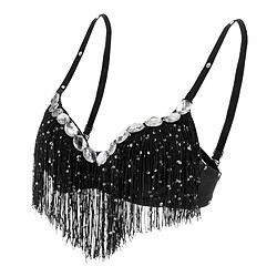 Acheter Soutien-gorge De Danse Du Ventre Sparkle Sequined Tassel Top Party Club Black