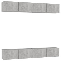 vidaXL Meubles TV 4 pcs Gris béton 100x30x30 cm Bois d'ingénierie