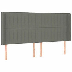 Maison Chic Tête de lit scandinave avec oreilles,meuble de chambre Gris foncé 163x16x118/128 cm Tissu -MN44767