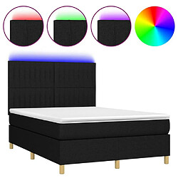 Sommier à lattes,Cadre à lattes de lit et matelas et LED pour Adulte Noir 140x200 cm Tissu -MN35968