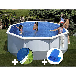 Kit piscine acier blanc Gré Bora Bora ronde 3,20 x 1,22 m + Bâche hiver + Bâche à bulles