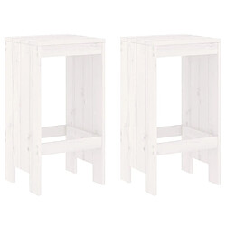 vidaXL Tabourets de bar lot de 2 blanc 40x36x75 cm bois massif de pin