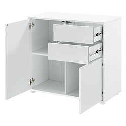 Avis Helloshop26 Commode avec 2 tiroirs 2 portes 74 x 79 x 36 cm blanc mat 03_0006818