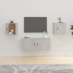 Maison Chic Lot de 2 Meubles TV muraux Banc TV suspendus pour salon Gris béton 40x34,5x40 cm -MN44532