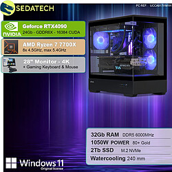 Sedatech Pack PC Gamer Pro V360 • AMD Ryzen 7 7700X • RTX4090 • 32Go DDR5 • 2To SSD M.2 • Windows 11 • Moniteur 28''