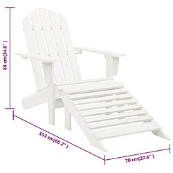 vidaXL Chaise de jardin avec pouf Bois Blanc pas cher