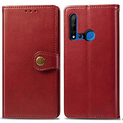 Wewoo Housse Coque Étui en cuir de protection de téléphone portable avec boucle de couleur unie rétro lanière et cadre photo et fente pour carte et portefeuille et fonction de support Huawei P20 lite 2019 / Nova 5i rouge