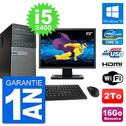 PC Tour Dell 390 MT Ecran 19" i5-2400 RAM 16Go Disque 2To HDMI Windows 10 Wifi - Occasion