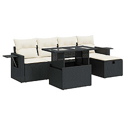 vidaXL Salon de jardin 6 pcs avec coussins noir résine tressée