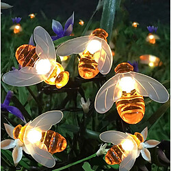 Guirlande lumineuse solaire 20LED extérieur étanche Simulation miel abeilles décor pour jardin décorations de noël blanc chaud