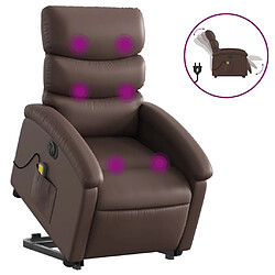 vidaXL Fauteuil inclinable de massage électrique marron similicuir