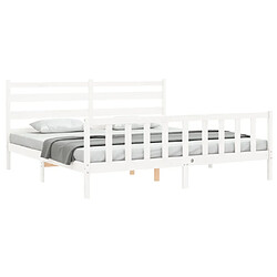 Avis Maison Chic Lit adulte - Cadre Structure de lit avec tête de lit Contemporain blanc 200x200 cm bois massif -MN59742