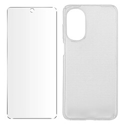 Avizar Coque Motorola Moto G52 et G82 Silicone Gel Film Verre Trempé 9H transparent