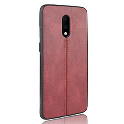 Avis Wewoo Coque Pour OnePlus 7 Antichoc Peau de vache à coudre Motif PC + PU + TPU Case Rouge