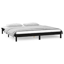 Avis vidaXL Cadre de lit à LED sans matelas noir 160x200 cm bois massif