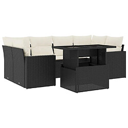 vidaXL Salon de jardin 7 pcs avec coussins noir résine tressée