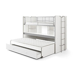 Vipack BONNY Lits superposés 2 couchages compact 80 Blanc